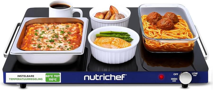 Elektrische Warmhoudplaat met Verstelbare Temperatuur voor Buffet en Feesten Glazen Oppervlak