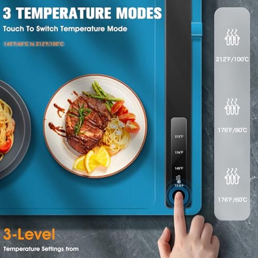 Elektrische warmhoudplaat Opvouwbare voedselwarmer met instelbare temperaturen - Foto 2