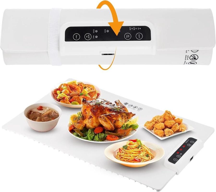 Elektrische Warmhoudplaat Verwarmingsbak Voedsel Maaltijden Warm Houden Snelle Grafeen Verwarming 23.9 x 14.9 cm Wit