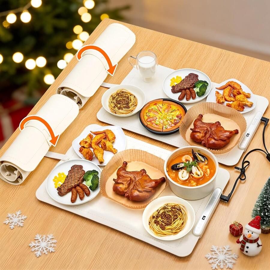 Elektrische Warmhoudplaat Verwarmingsmat Eten Warm Houden 2 Grote Oppervlakken 64.5 cm Wit