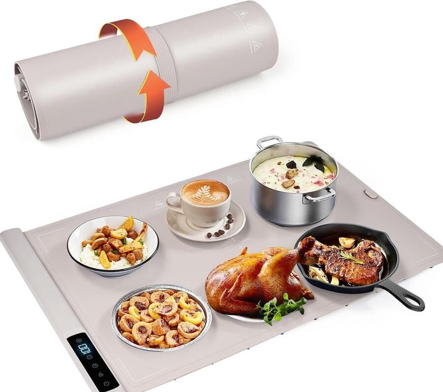 Elektrische Warmhoudplaat Verwarmingsmat Eten Warm Houden Gelijkmatige Verwarming 61 x 40 cm Donkerblauw