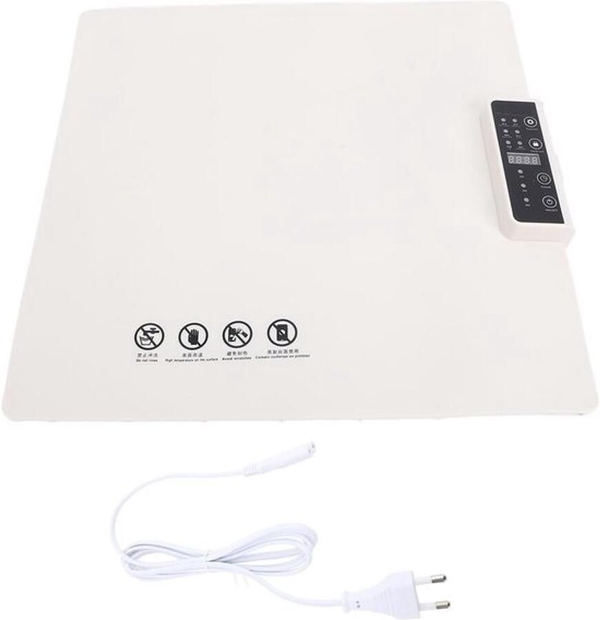 Elektrische Warmhoudplaat Verwarmingsmat Voedsel Eten Warm Houden 5 Temperatuurstanden 37x38cm Wit