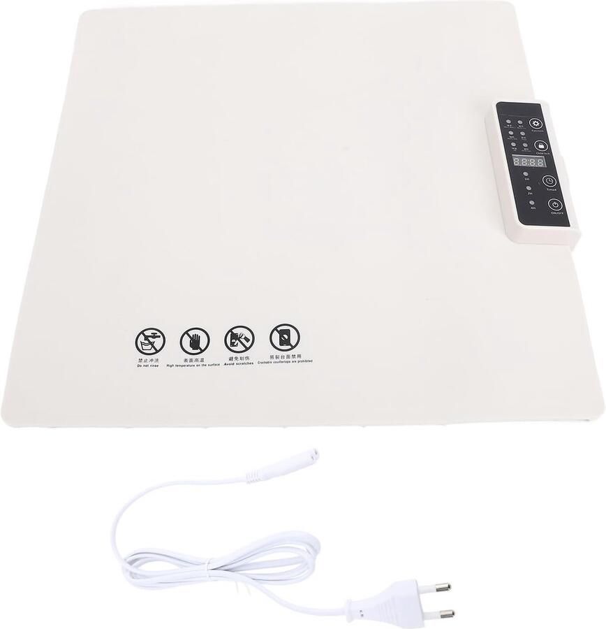 Elektrische Warmhoudplaat Verwarmingsmat Voedsel Eten Warm Houden 5 Temperatuurstanden 37x38cm Wit