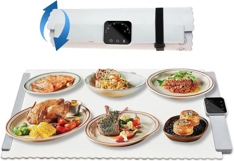 Elektrische Warmhoudplaat Verwarmingsplateau Eten Warm Houden 5 Temperatuurstanden 39.9 cm Zwart