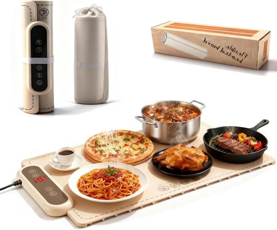 Elektrische Warmhoudplaat Voedselverwarmer Buffetwarmer Eten Warm Houden Flexibele Siliconen Plaat 60 x 38 cm Zwart