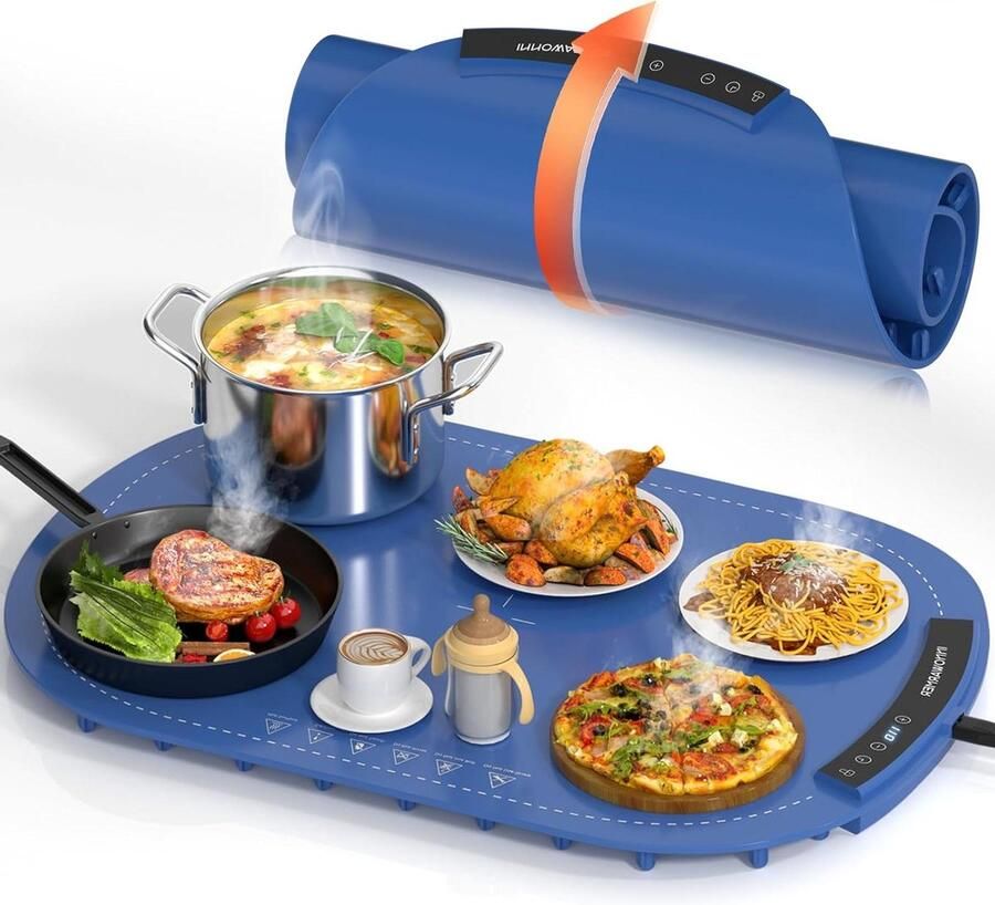 Elektrische Warmhoudplaat Voedselverwarmer Buffetwarmer Eten Warm Houden Opvouwbaar Siliconen Ontwerp 40 x 12 x 12 cm