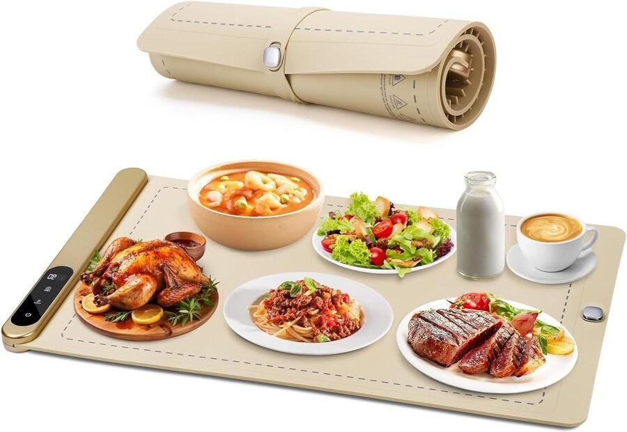 Elektrische Warmhoudplaat Voedselwarmer Buffet Gerechten Warm Houden 6 Temperatuurstanden 62 x 365 cm Zwart
