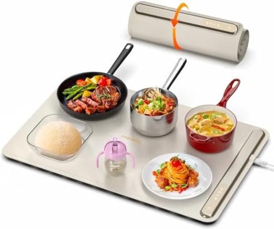 Elektrische Warmhoudplaat voor Gerechten 3 Temperatuurstanden & Snel Verwarmen