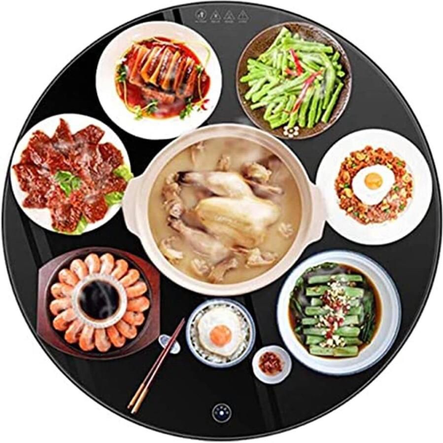 Elektrische warmhoudplaat Warmhoudbord buffet Eten warm houden Intelligente temperatuurregeling 60 cm diameter Zilver
