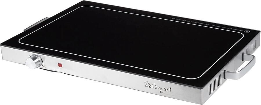 Elektrische Warmhoudplaat Warmhoudplateau Buffetwarmer Eten Warm Houden Regelbare Temperatuur 61 cm Zilver Zwart