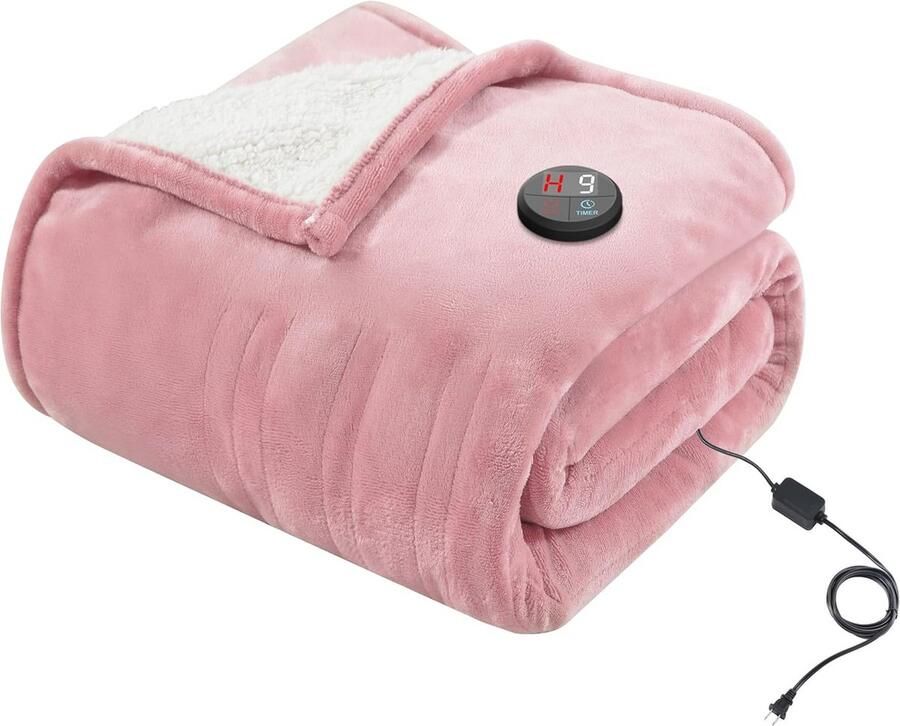 Elektrische warmtedeken Verwarmde deken Lekker opwarmen 10 warmtestanden 130 x 180 cm Roze
