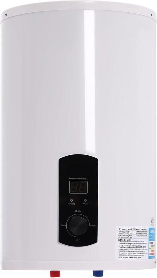 Elektrische Warmwaterboiler Wandboiler Keuken Direct Warm Water Ingebouwde Thermometer 50 Liter Capaciteit Wit