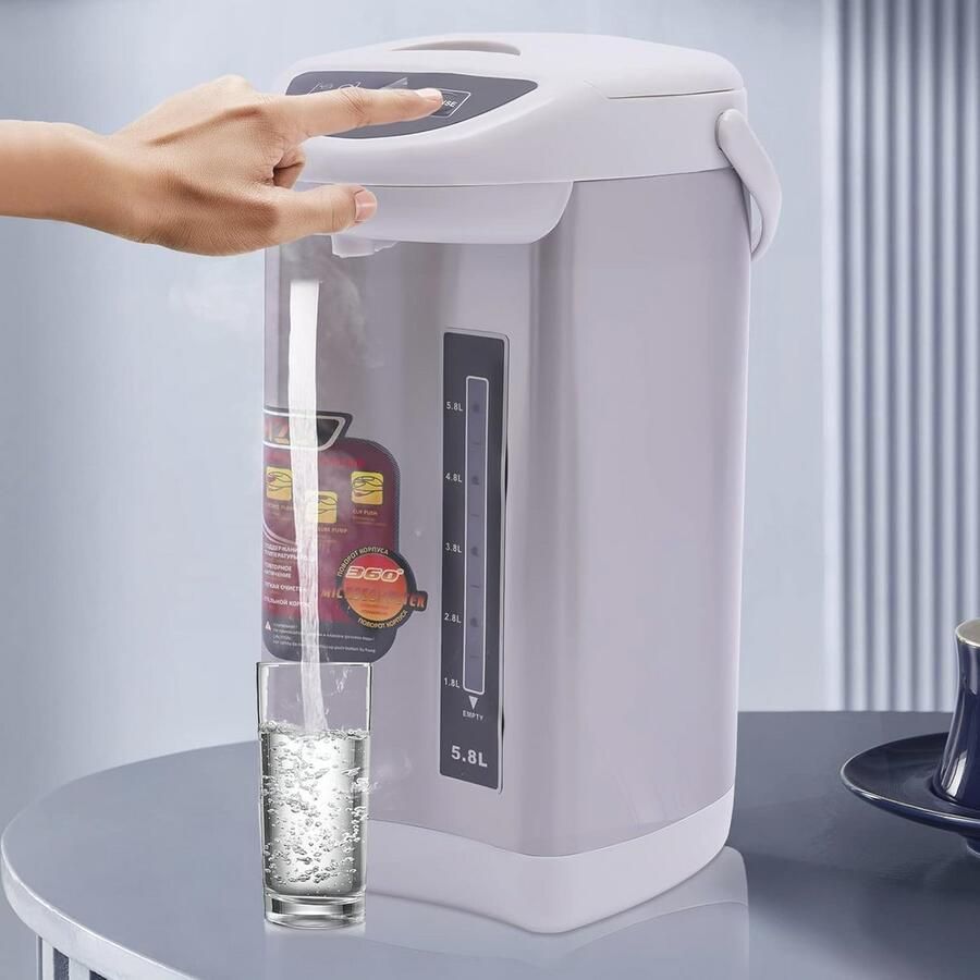 Elektrische Warmwaterdispenser 4L Roestvrij Staal Waterkoker met Thermoskan en Toetsbediening voor Thuis Kantoor en School