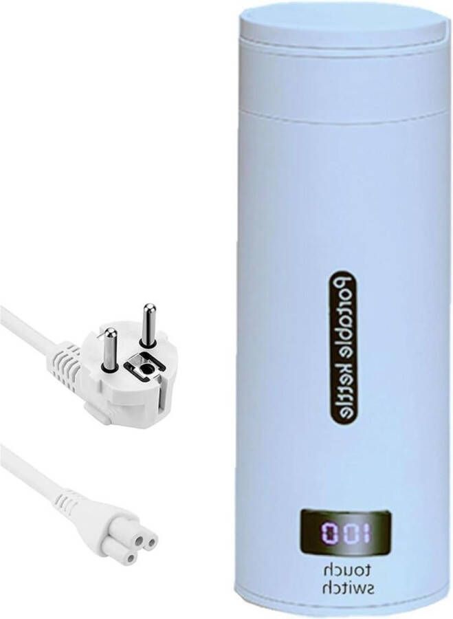 Elektrische waterbeker voor op reis 038 l blauw met digitaal display draagbaar en ideaal voor reizen studentenhuis gebruik