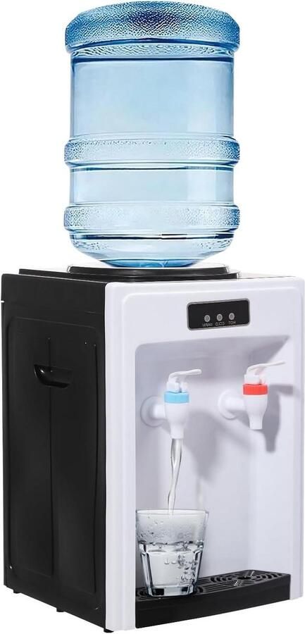 Elektrische Waterdispenser Koud Warm Direct Drinken Dubbele Uitloop 24x24x36 cm Zwart Wit