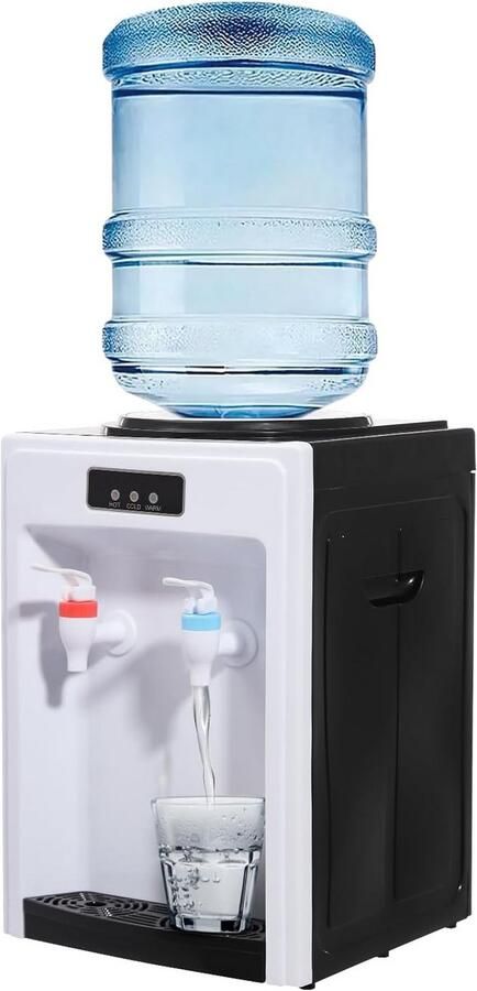 Elektrische Waterdispenser Koel en Warm Direct Drinken Dubbele Uitloop 24x24x36 cm Zwart Wit