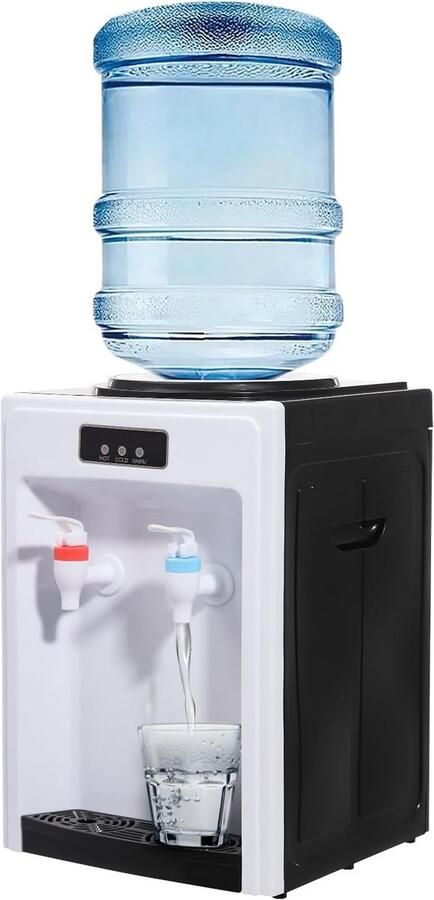 Elektrische Waterdispenser Koud Warm Water Direct Drinken Dubbele Uitloop 24x24x36 cm Zwart Wit