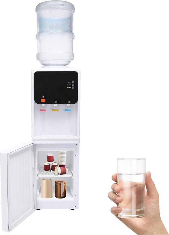 Elektrische Waterdispenser Warm Koud Water Direct Drinken Kinderbeveiliging 95 cm Hoog Zwart Wit