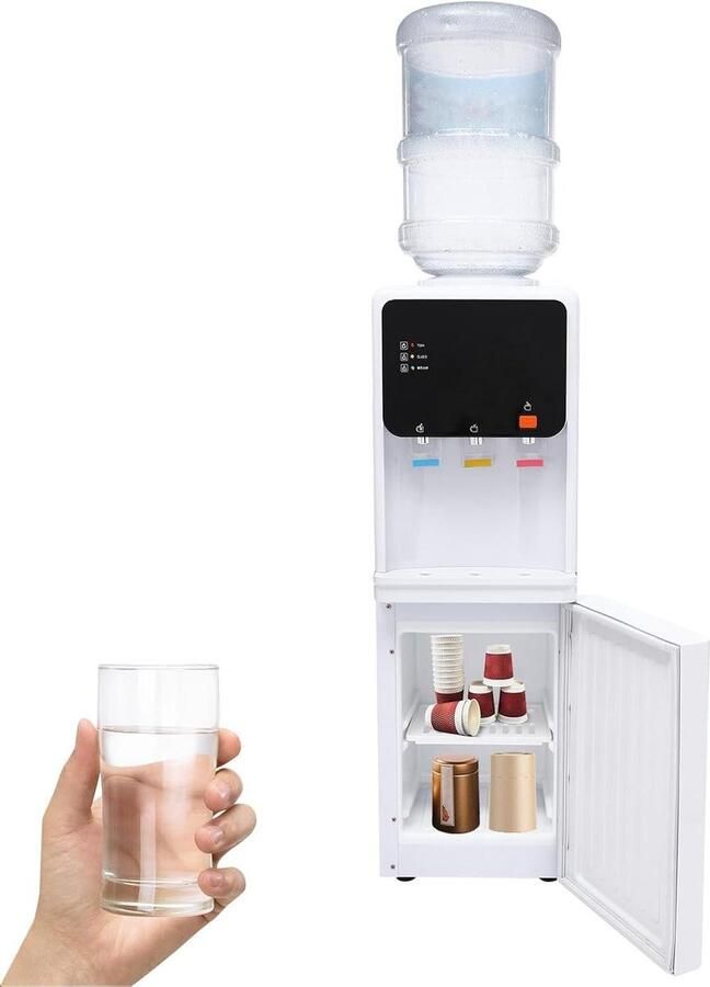 Elektrische Waterdispenser Warm Koud Water Direct Drinken Kinderbeveiliging 95 cm Hoog Zwart Wit
