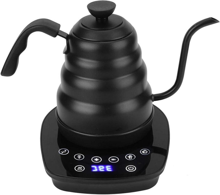 Elektrische Waterketel Zwanenhals Ketel Koffie en Thee Variabele Temperatuur 12 Liter Zwart