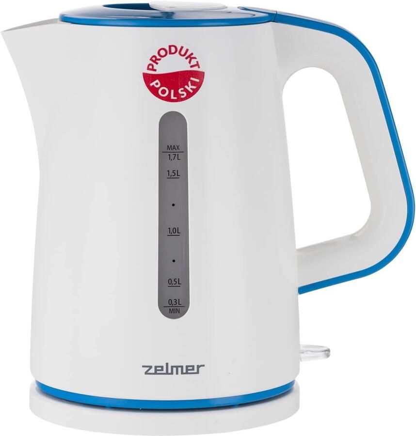 Elektrische waterkoker 1 7 L 2200 W blauw en wit