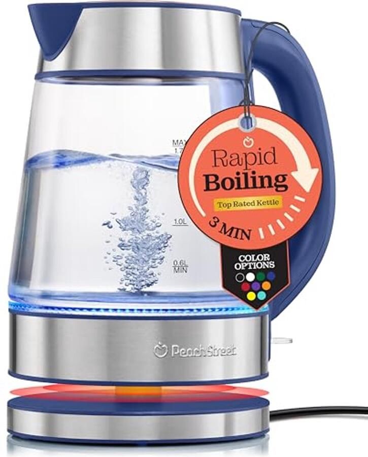 Elektrische Waterkoker 1 7 Liter met 1500W en Borosilicaatglas Automatische Uitschakeling Koele Handgreep en 360° Rotatie