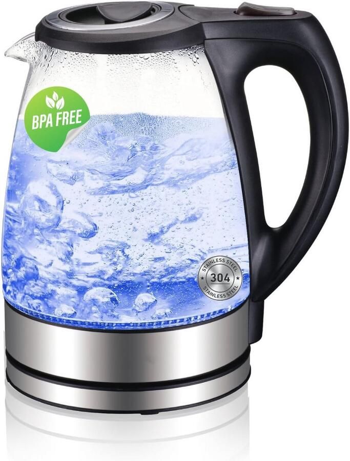 Elektrische Waterkoker 1 7L met Blauwe LED-Display en Automatische Uitschakeling 2200 Watt