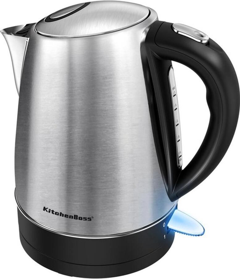 Elektrische Waterkoker 1 7L RVS 2200W Snelkook-Waterkoker met Kalkfilter Waterstandindicator Automatische Uitschakeling & Droogkookbeveiliging 360° Draaibare Basis