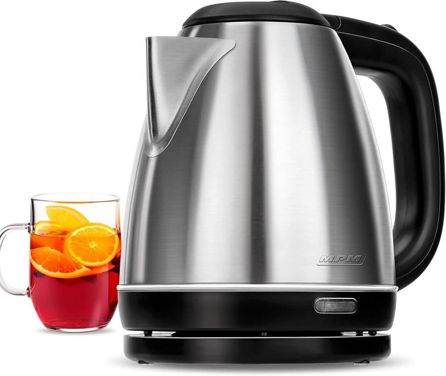 Elektrische Waterkoker 1 Liter RVS BPA-Vrij met Automatische Uitschakeling en Draadloze Voet