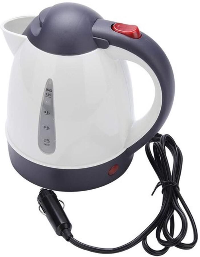 Elektrische waterkoker 12 V voor op reis 1000 ml kleine elektrische reiswaterkoker mini-elektrische theekopje voor thee koffie soep en pasta