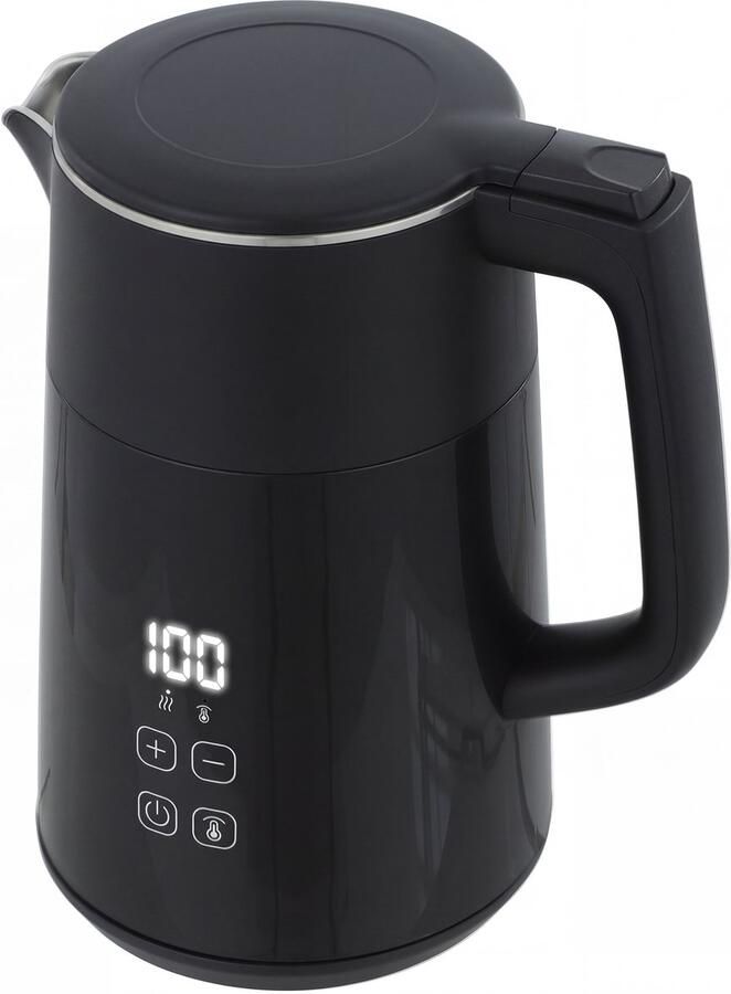 ECTEATOY Elektrische Waterkoker 1.7 Liter Snelkoker met LED Display Temperatuurregeling en Warmhoudfunctie Droogkookbeveiliging Zwart