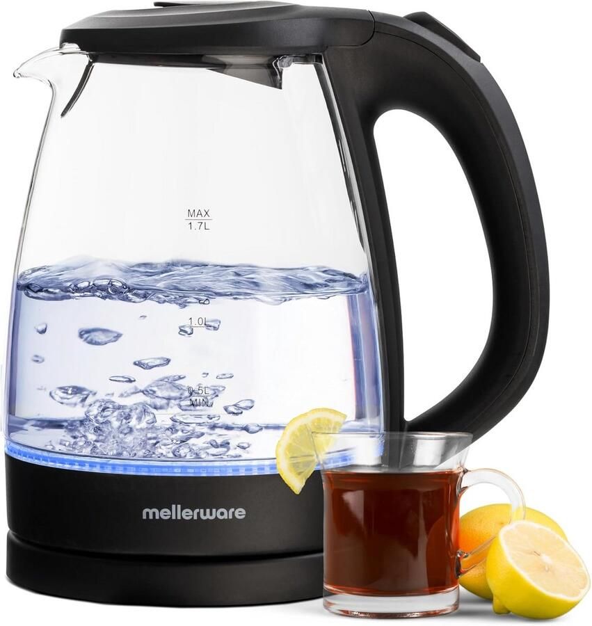 Elektrische Waterkoker 1.7L Glas Snelkoker met Temperatuurindicator en 360° Basis