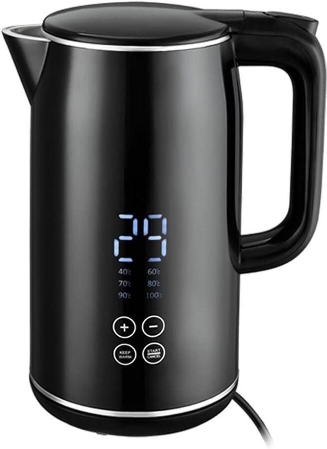Elektrische Waterkoker 1.7L Roestvrij Staal met Digitale Temperatuurinstelling 40-100°C
