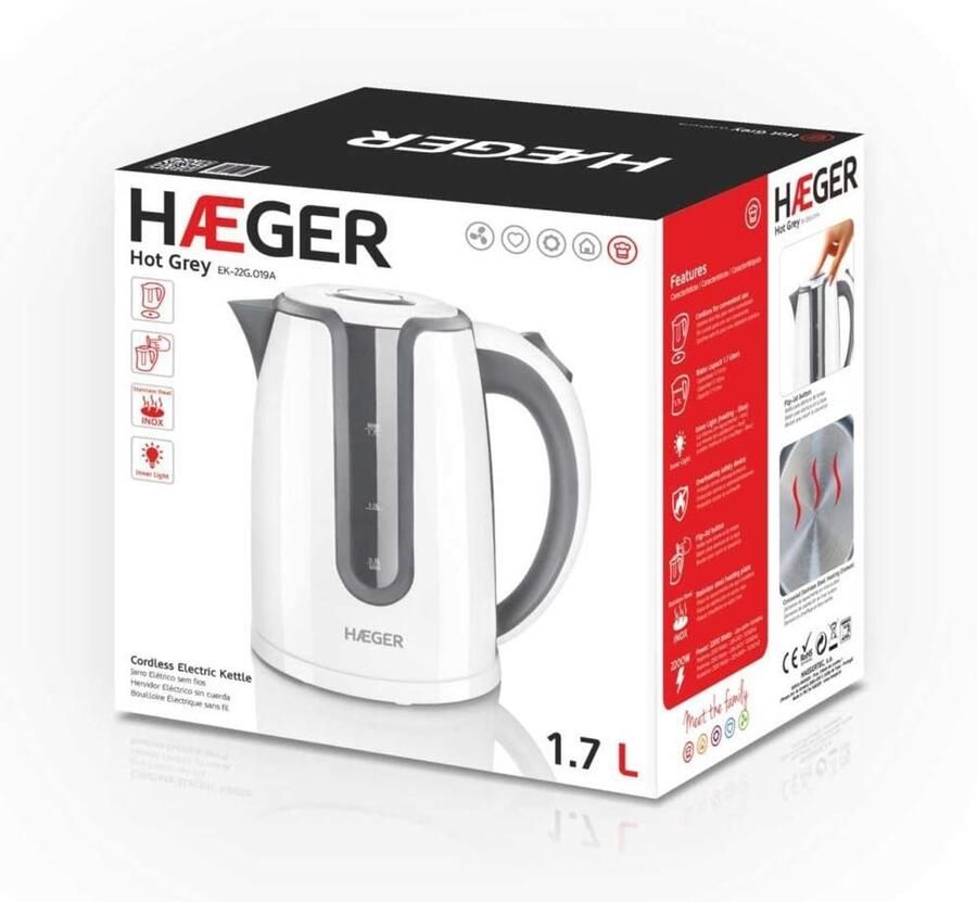 Elektrische Waterkoker 1.8 Liter – Snelkoker 2200W – 360° Draaibaar en Draadloos