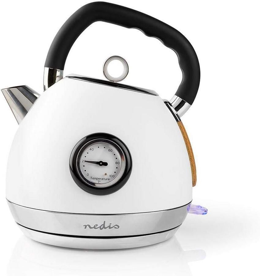 Elektrische Waterkoker 1.8L 2200W Snoerloos Wit Met Anti-kalkfilter en Thermometer