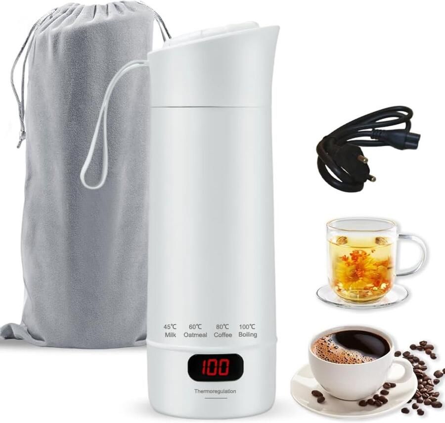 Elektrische waterkoker 3-in-1 kleine draagbare waterkoker mini elektrische waterkoker met temperatuurinstelling automatische uitschakeling reiswaterkoker voor thee koffie babyvoeding