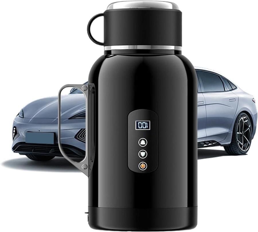 Elektrische Waterkoker Auto Koker Reizen en Werk 12 24V Compatibel 1500 ml Zilver