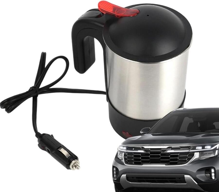 Elektrische Waterkoker Auto Reis Waterkoker Warme Dranken Bereiden Antislip Basis 18x15x12 cm Zilver