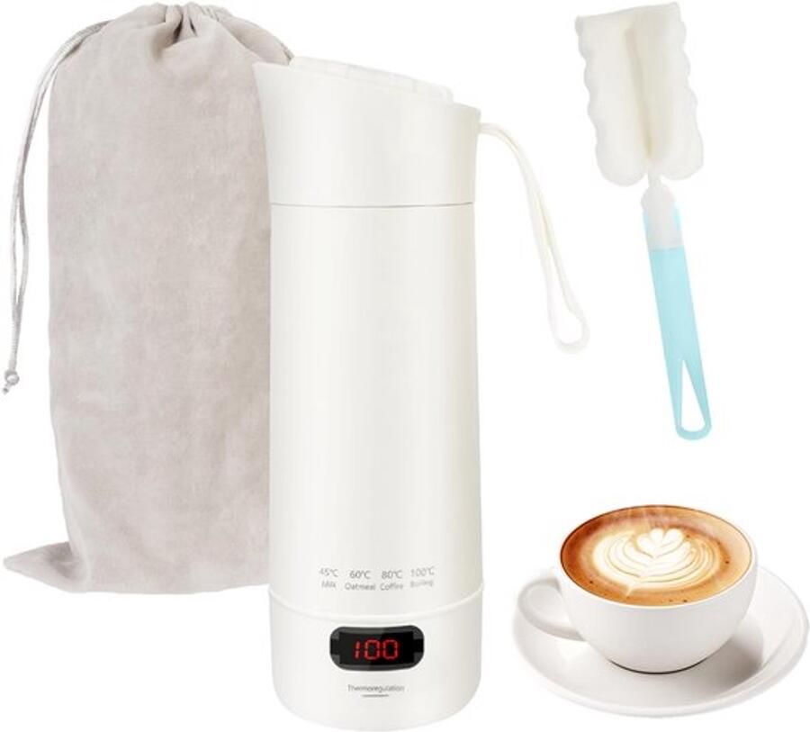 Elektrische waterkoker draagbaar snel kookwater klein 400 ml mini-reiswaterkoker 304 roestvrij staal BPA-vrij met temperatuurinstelling automatische uitschakeling voor thee koffie