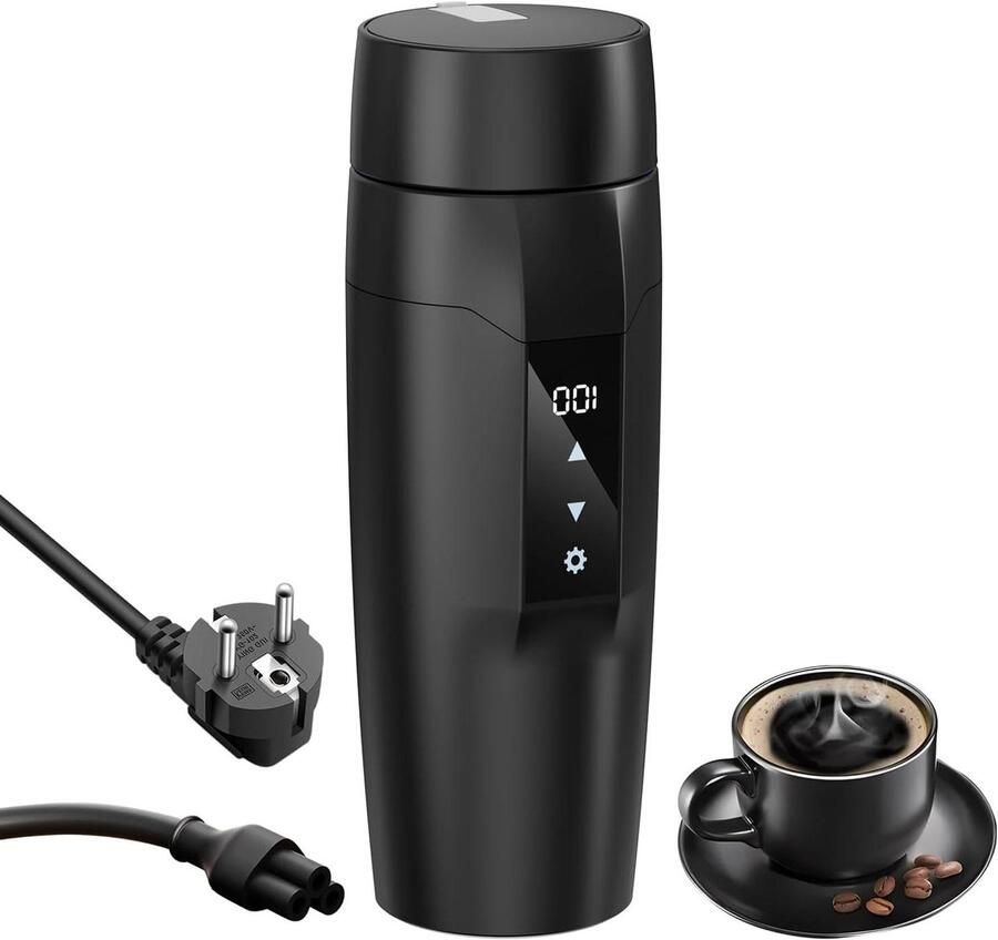 SnelShoppen Elektrische Waterkoker 350 ml Draagbare Verhittingsbeker 304 RVS Binnenkant 40~100 °C Instelbaar 300 W Snelle Waterkoker Lekvrij A