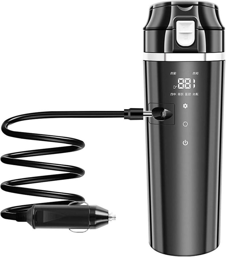 Elektrische Waterkoker Draagbare Boiler Reizen Auto Instelbare Temperatuur 500 ml Zwart