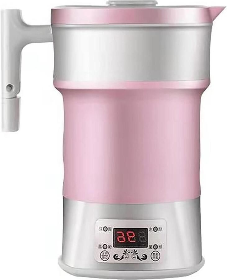 Elektrische Waterkoker Draagbare Ketel Reizen Kamperen Opvouwbaar Compact 800 Watt Roze