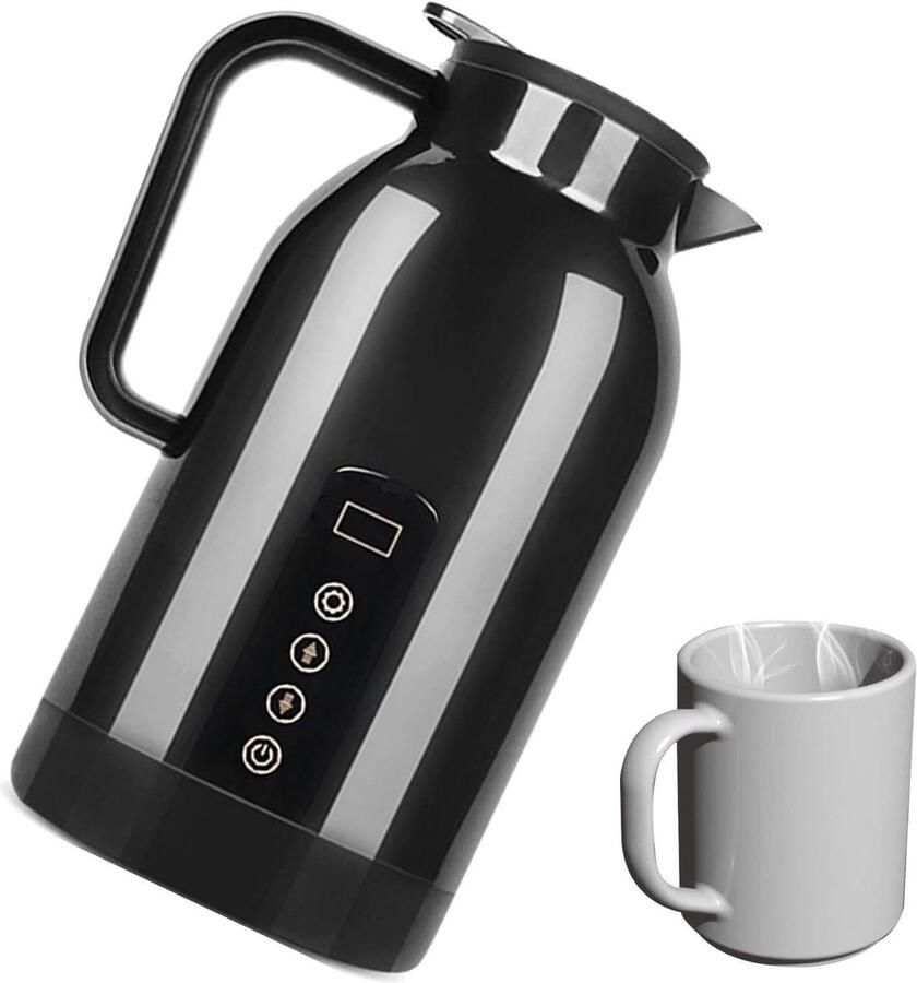 Elektrische Waterkoker Auto Reis Waterkoker Warme Dranken Maken Realtime Temperatuurdisplay 1150 ml Zwart