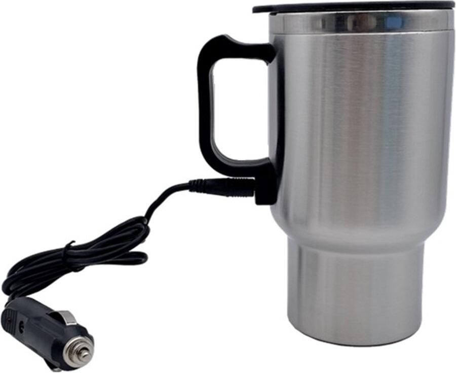 Elektrische waterkoker Geschikt voor in de auto – gemaakt van roestvrij staal met een 12V-aansluiting Geschikt voor de sigarettenaansteker in de auto kan water thee koffie en melk verwarmen en is Geschikt voorzien van een indicatielampje
