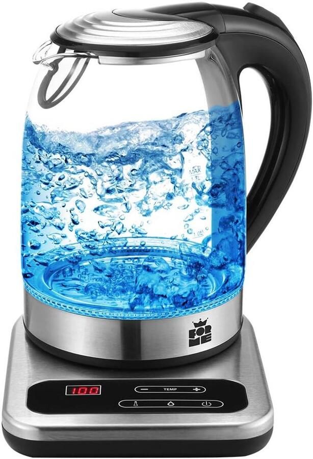 Elektrische Waterkoker Glas 1.7L met Instelbare Temperatuur 40-100°C en Blauwe LED