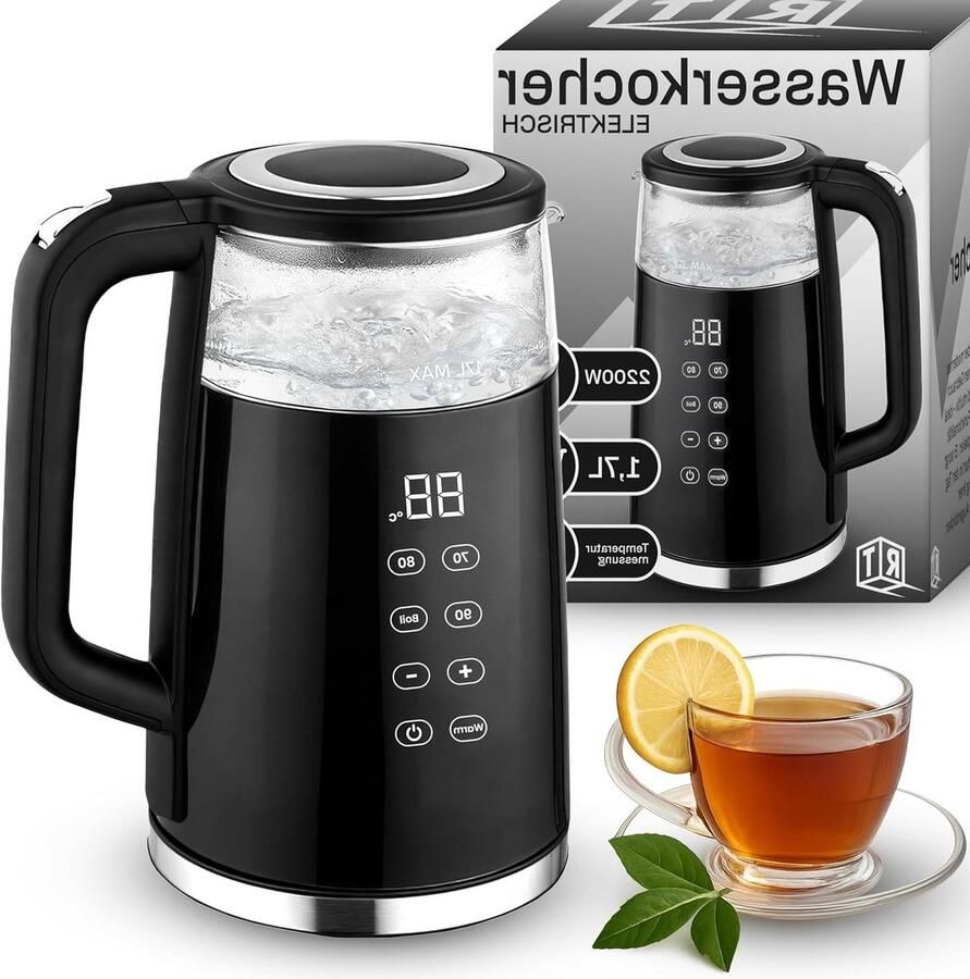 Elektrische Waterkoker Glas Kookpan Warme Dranken Zetten Temperatuur Instelbaar 17 Liter Zwart