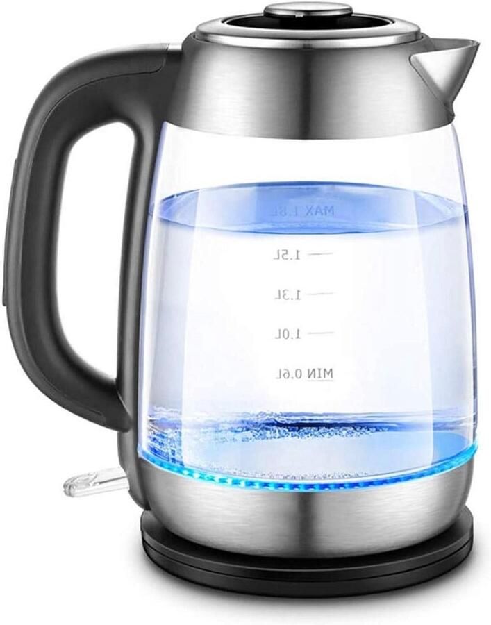 Elektrische Waterkoker Glas Waterkoker Snel Water Koken Verlicht LED 8L Capaciteit Zilver