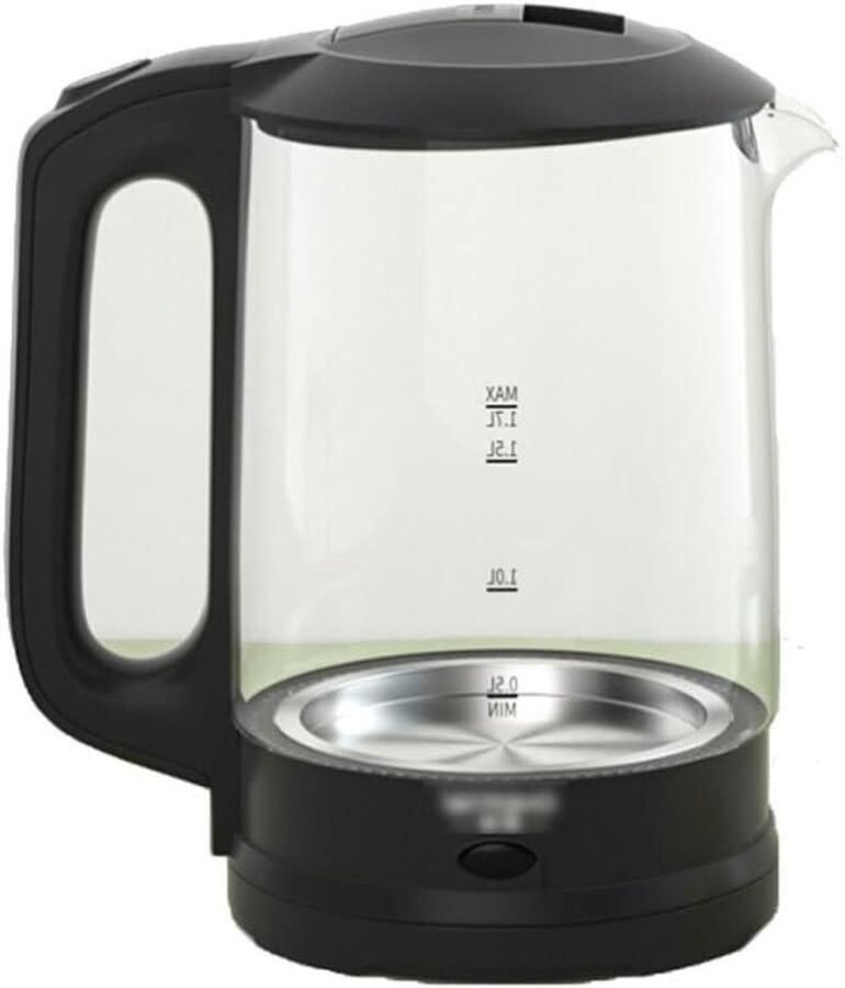 Elektrische Waterkoker Glastrechter Snelkook Snel Water Koken Automatische Uitschakeling 1.7 Liter Inhoud Zwart