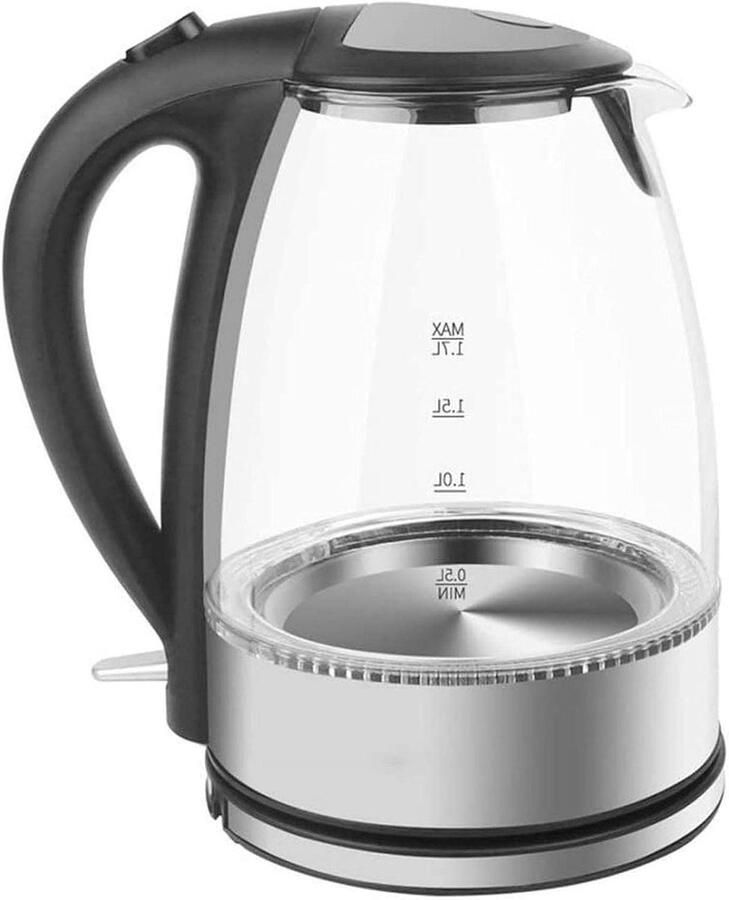 Elektrische Waterkoker Glazen Ketel Snel Dranken Maken Temperatuurregeling Warmhouden 17 Liter Zilver