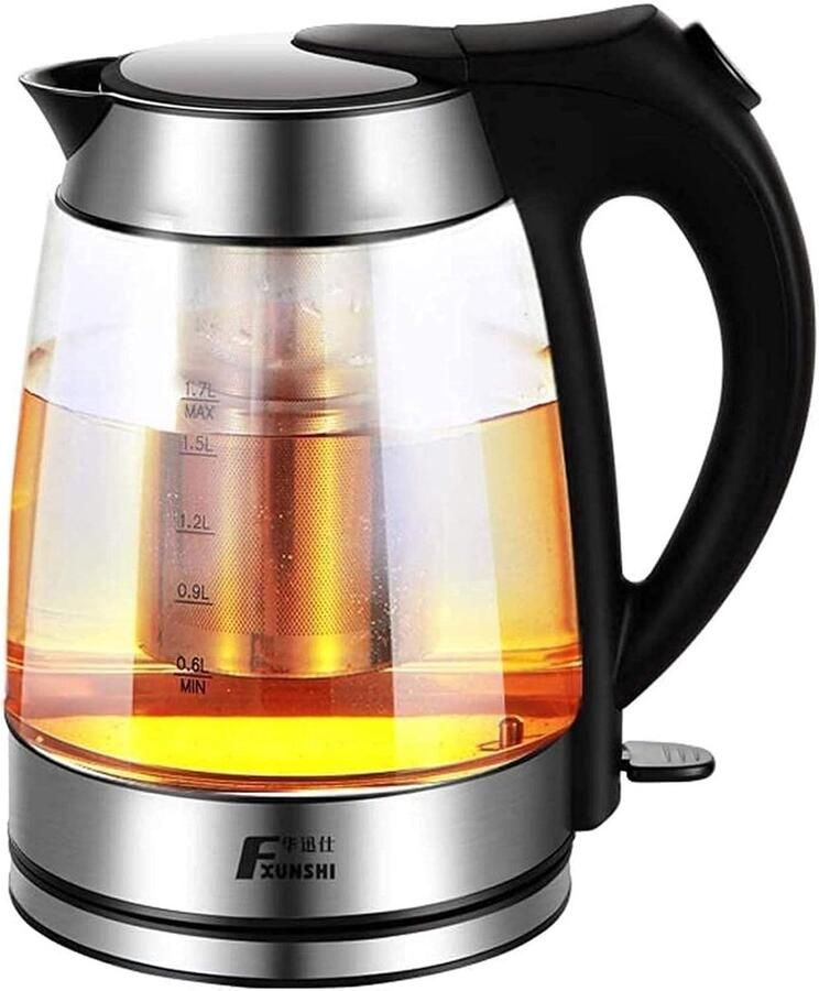 Elektrische Waterkoker Glazen Ketel Snel Water Koken Automatische Uitschakeling 17 Liter Blauw Verlicht